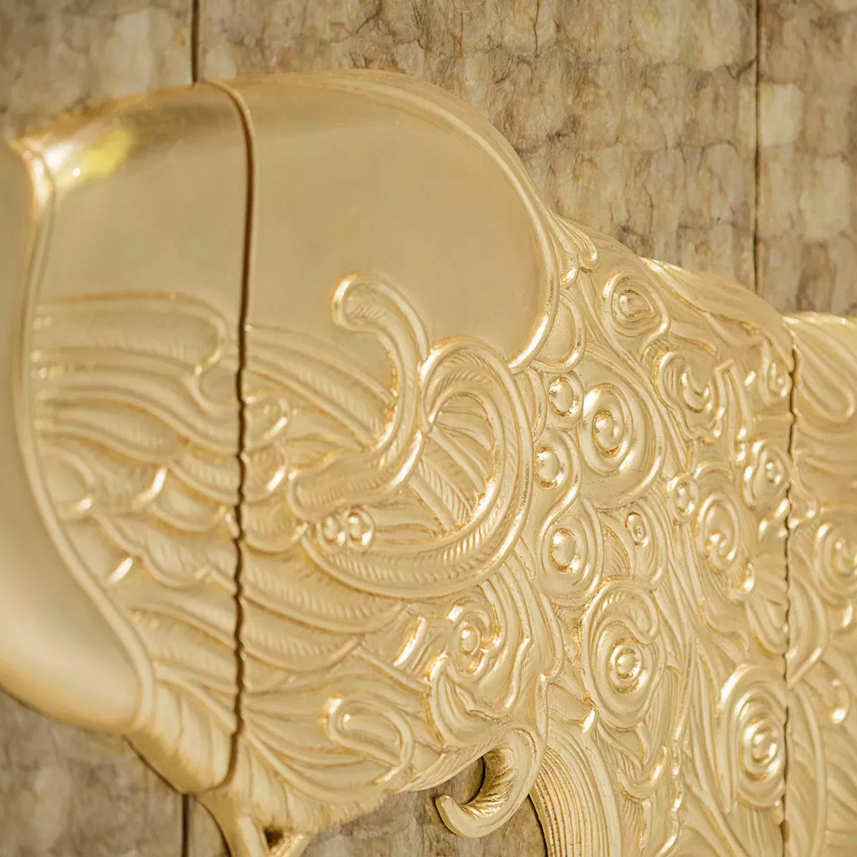 Golden Peacock Sideboard close up detail