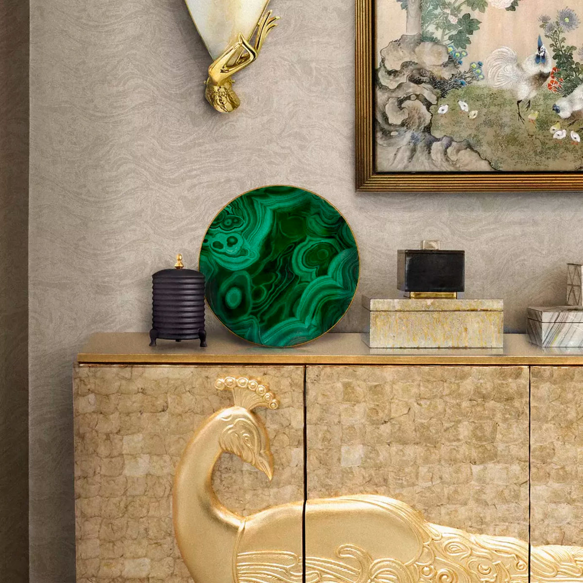 Golden Peacock Sideboard 3 door 