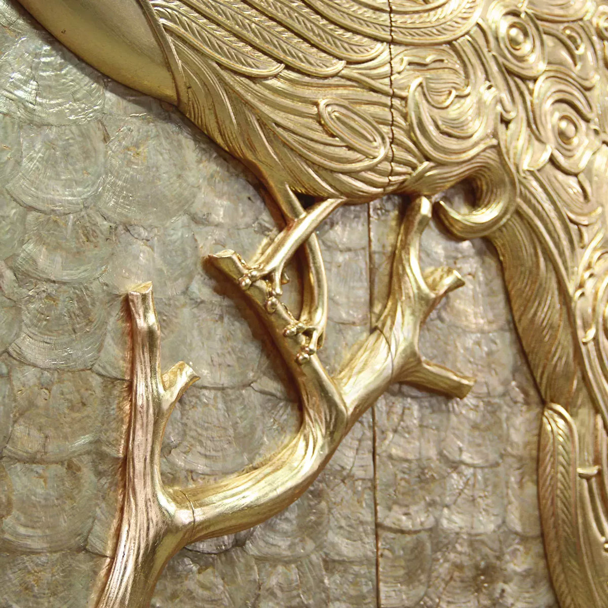 Golden Peacock Wardrobe closeup view