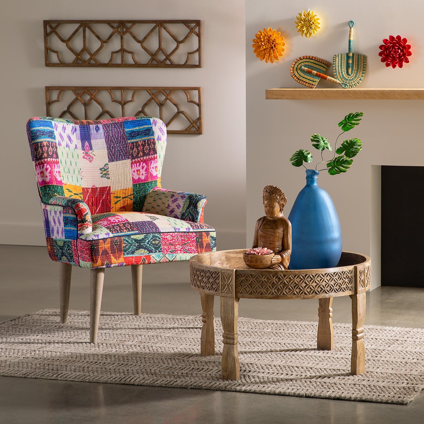 Kantha Wing Accent Chair - Lakkadhaara