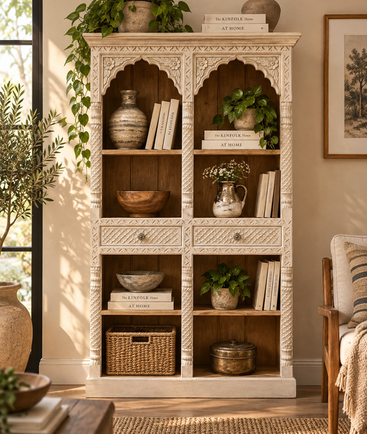 Mayra Carved Solid Wood Bookcase