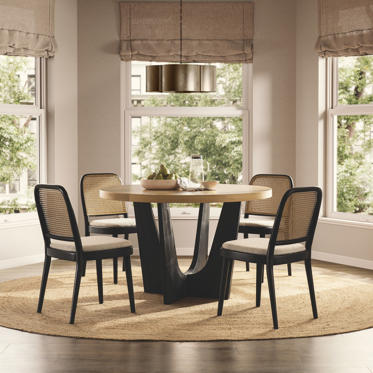 Mitsuki Round Dining Table - Solid Wood Rattan Round Dining Set India ...