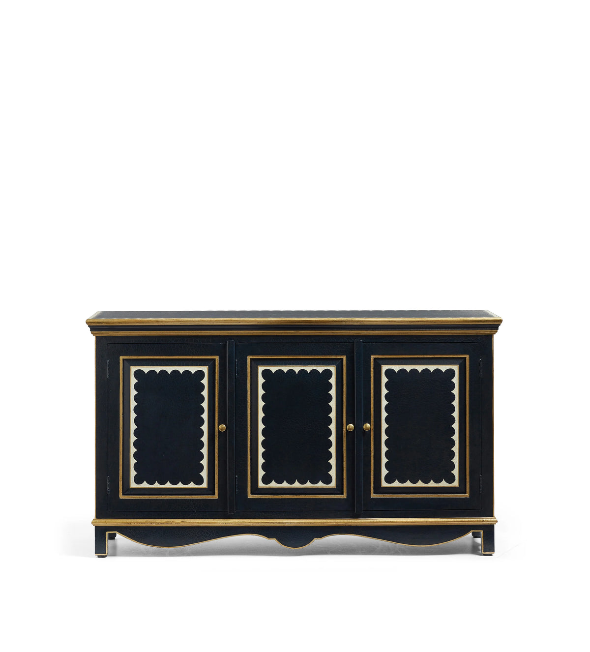 Napoli Sideboard Hand-painted in midnight blue with striking white wave detailing