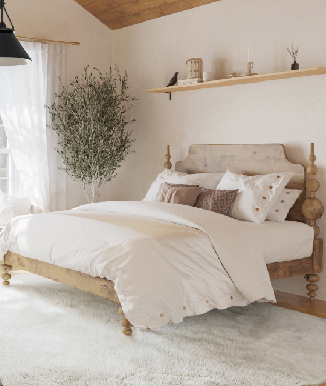 Opal Solid Wood Bed - Lakkadhaara