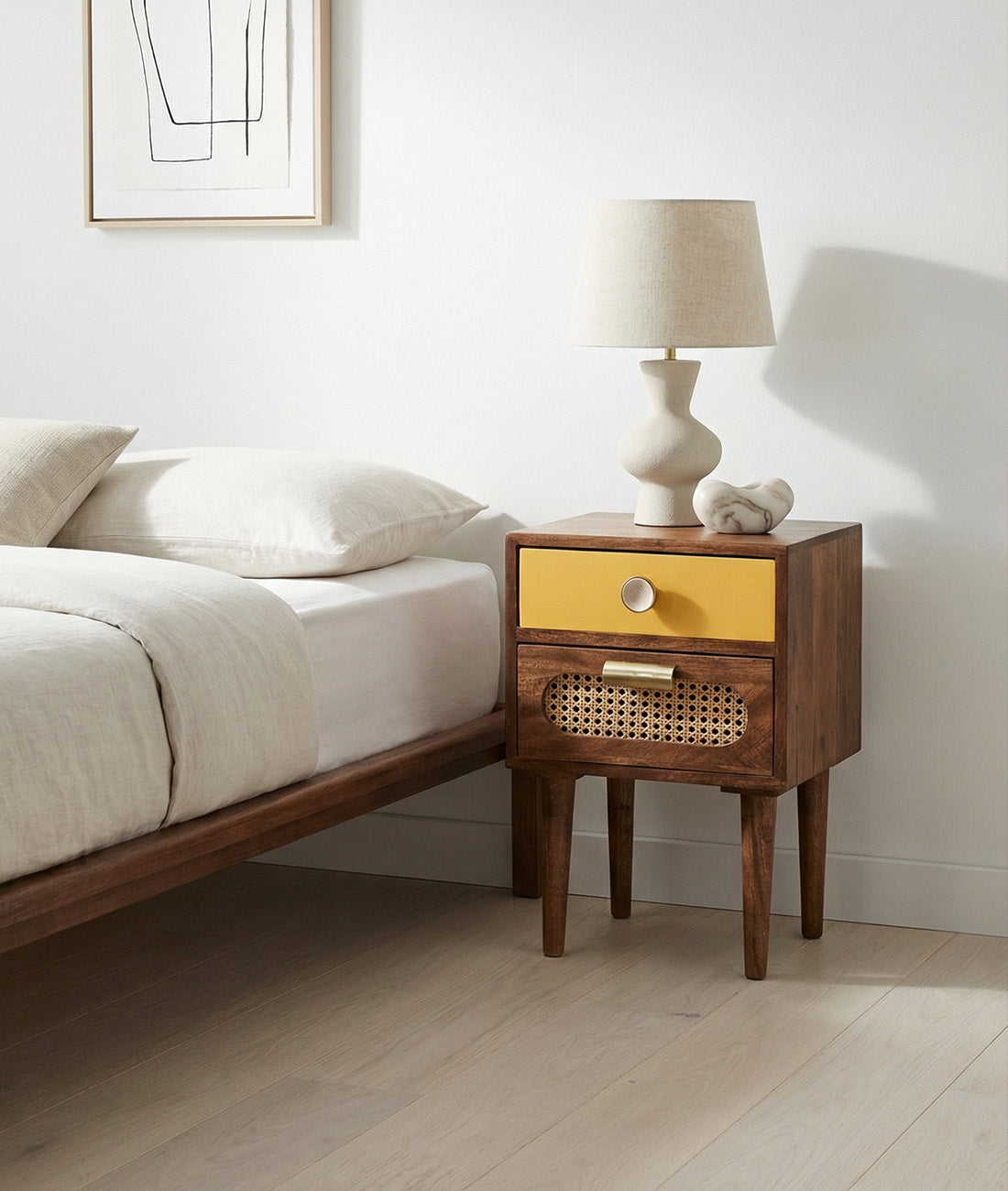 Rattan Solid Wood Bedside Table