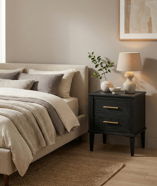 Raven Solid Wood BedSide front view
