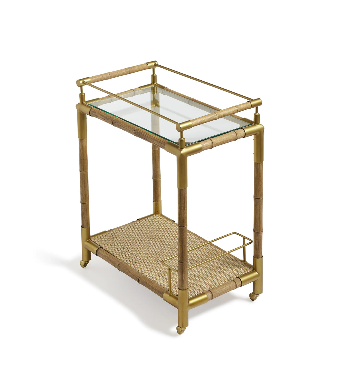 Stonehill Drinks Cart Woven cane base with glass panel
