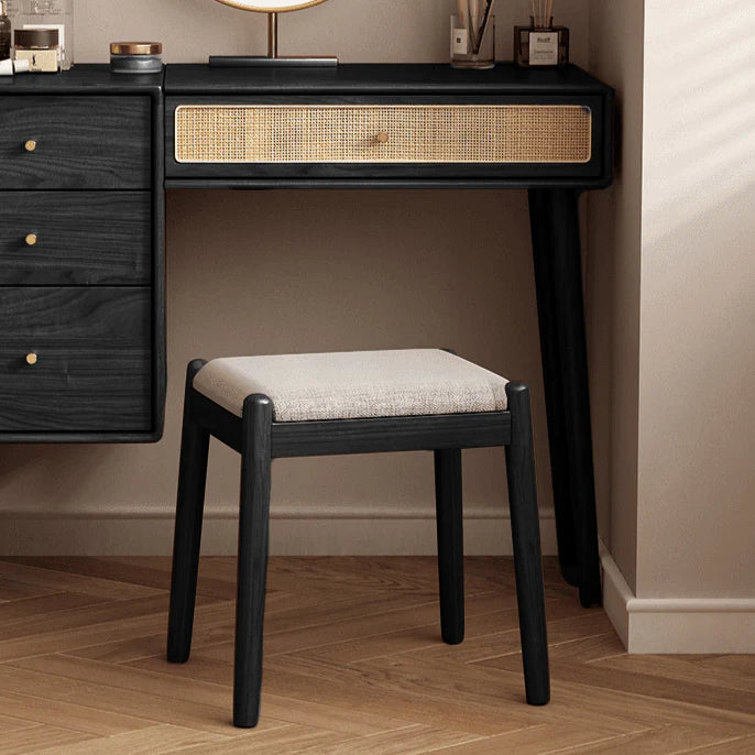 Tina Writing Desk black mango wood with rattan drawer