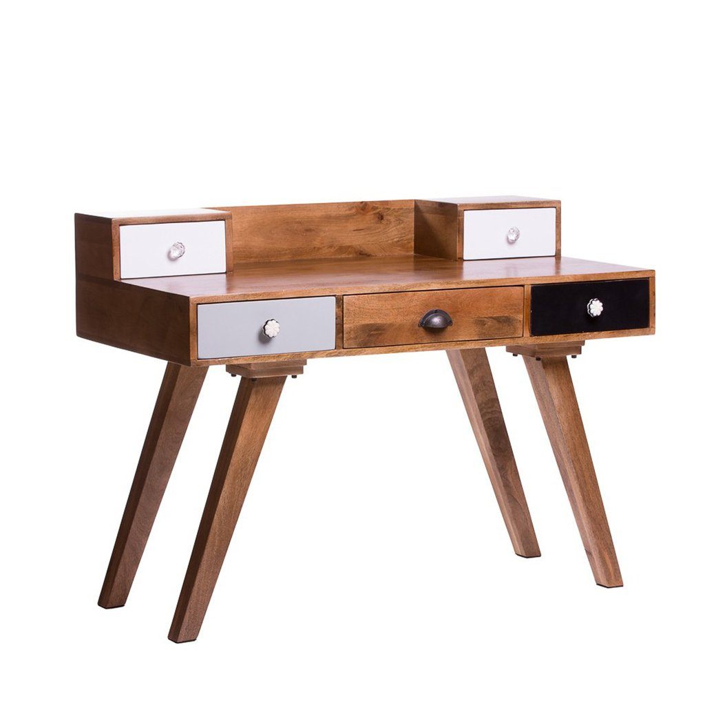 Albany Solid Wood Study Table With Five Drawers - Lakkadhaara