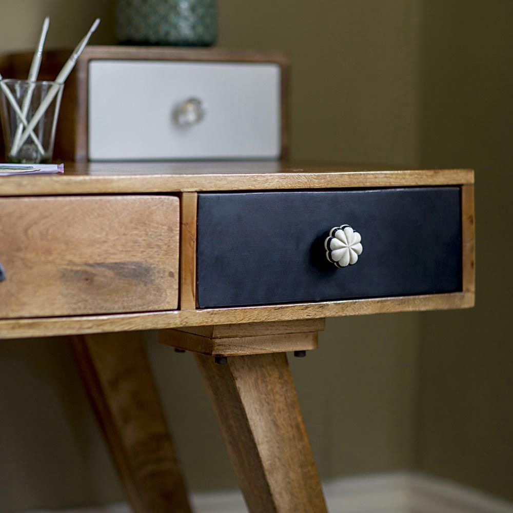Albany Solid Wood Study Table With Five Drawers - Lakkadhaara
