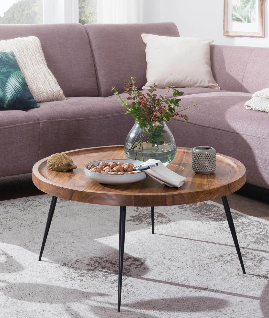 Albi Solid Wood Rounded Center Table - Lakkadhaara