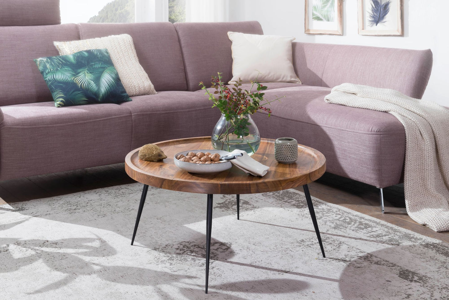 Albi Solid Wood Rounded Center Table - Lakkadhaara