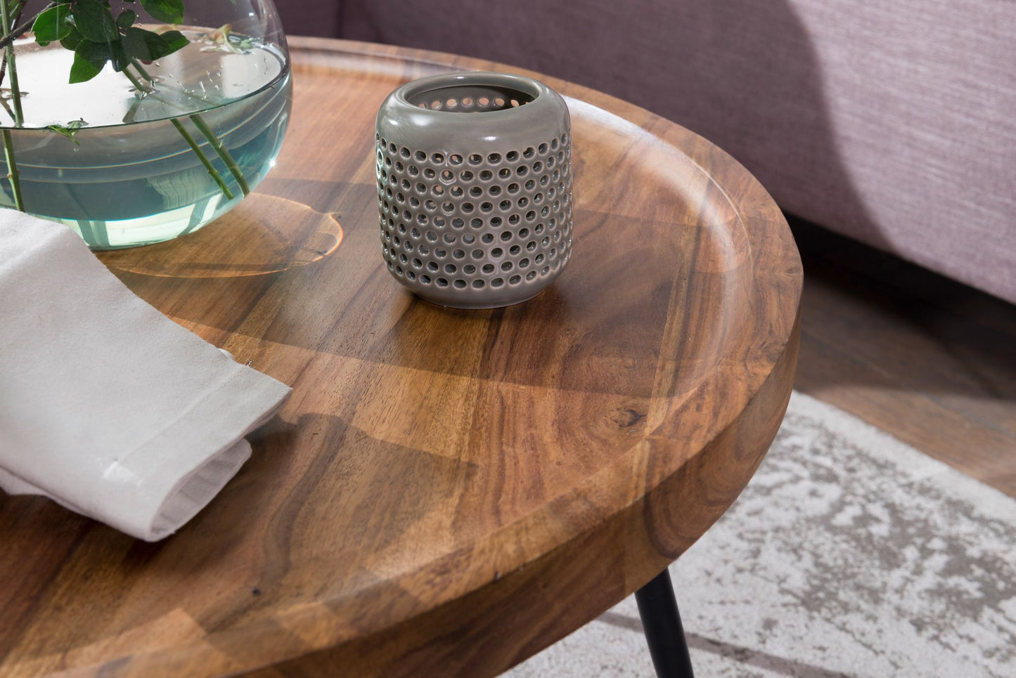 Albi Solid Wood Rounded Center Table - Lakkadhaara