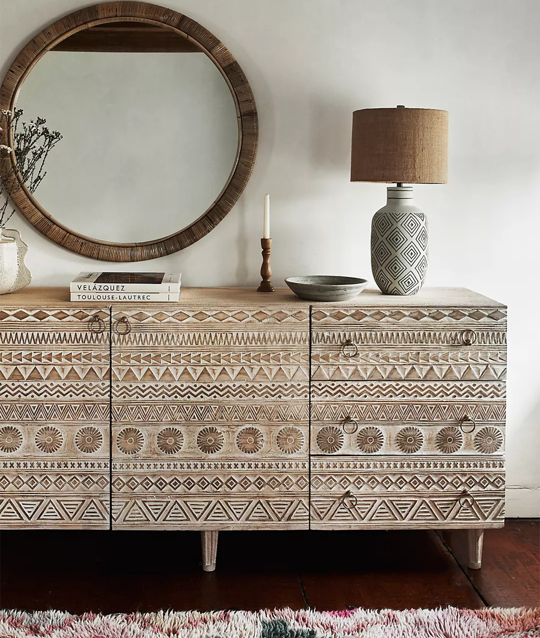 Apollo Carved Mango Wood Sideboard - Lakkadhaara