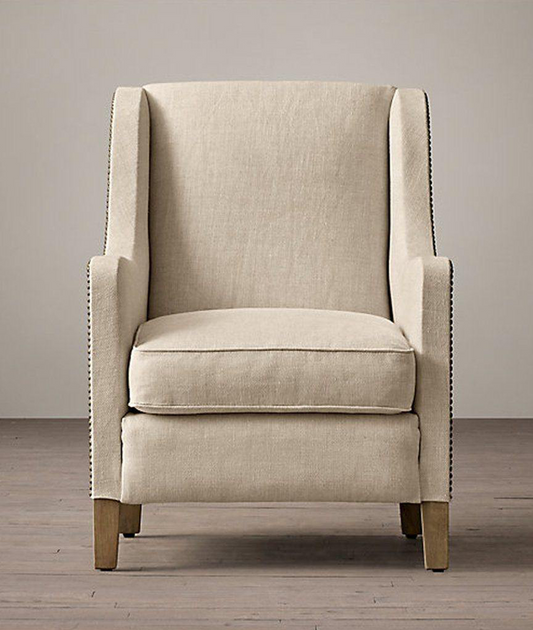 Ararat Wing Chair In Beige Colour - Lakkadhaara