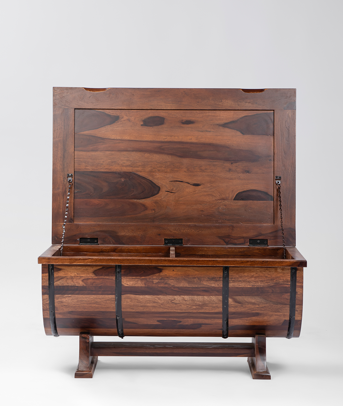 Barrel Shape Solid Wood Coffee Table With Storage - Lakkadhaara