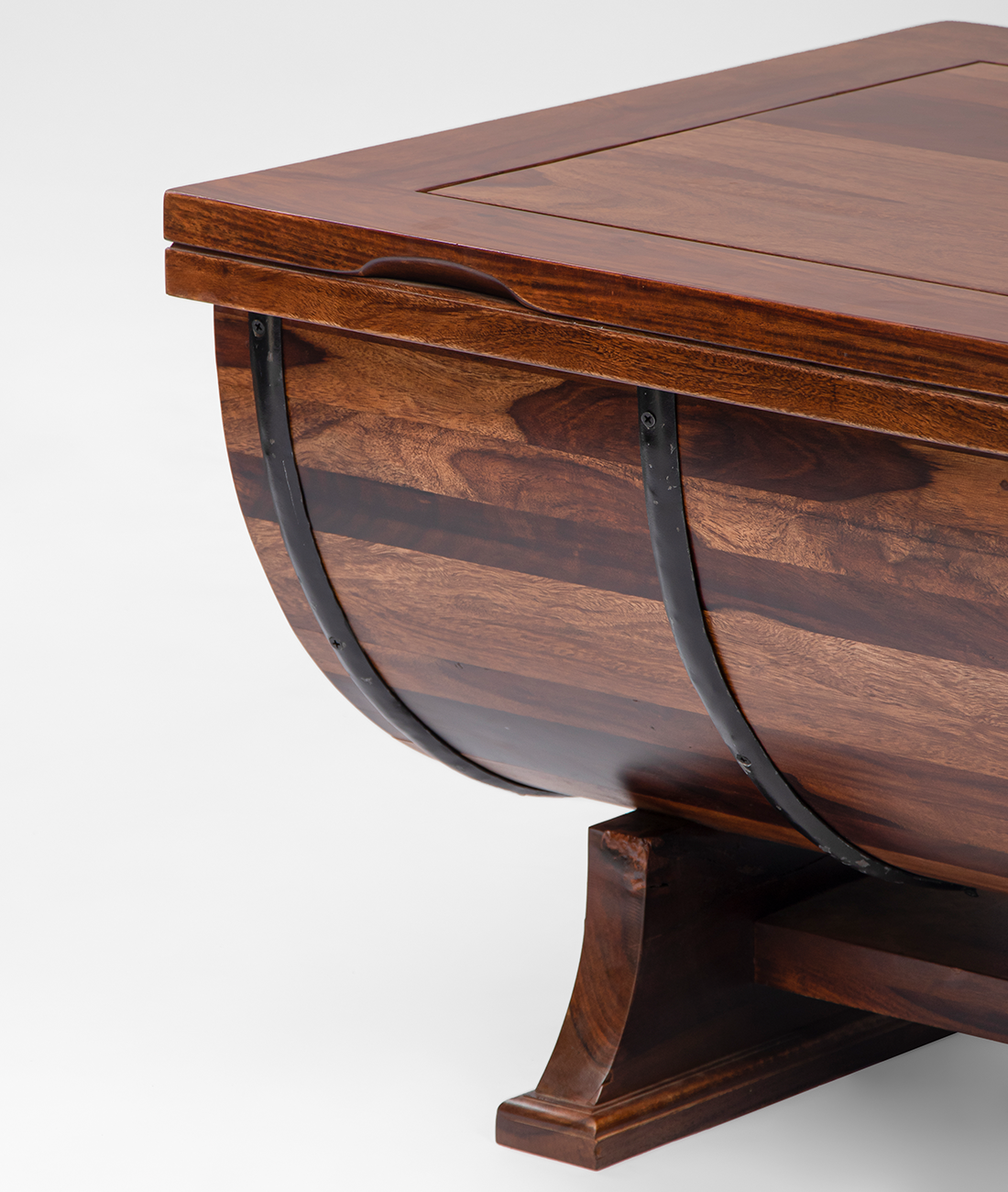 Barrel Shape Solid Wood Coffee Table With Storage - Lakkadhaara