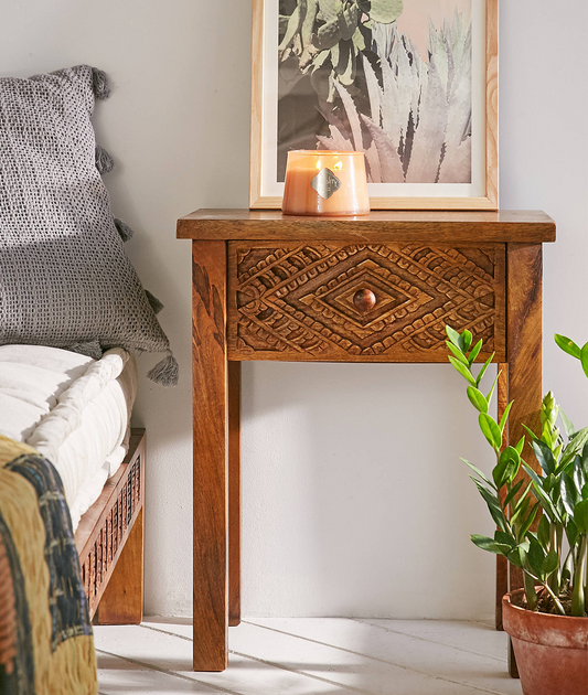Brontes Solid Wood Bed Side - Lakkadhaara