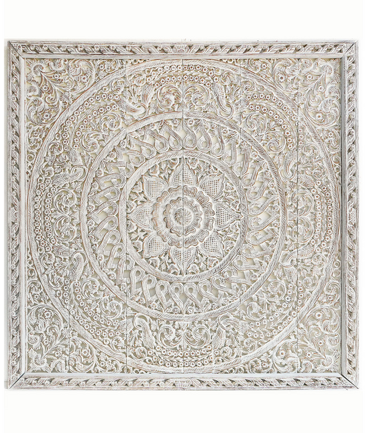 Costal White Carved Headboard - Lakkadhaara