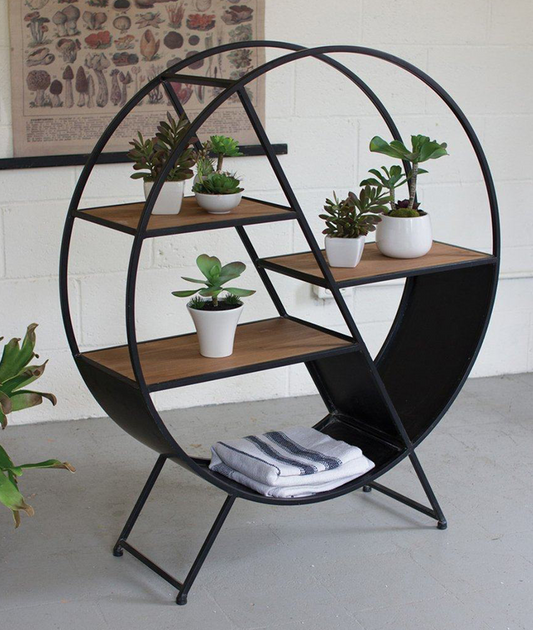 Display Rack In Iron And Solid Wood - Lakkadhaara