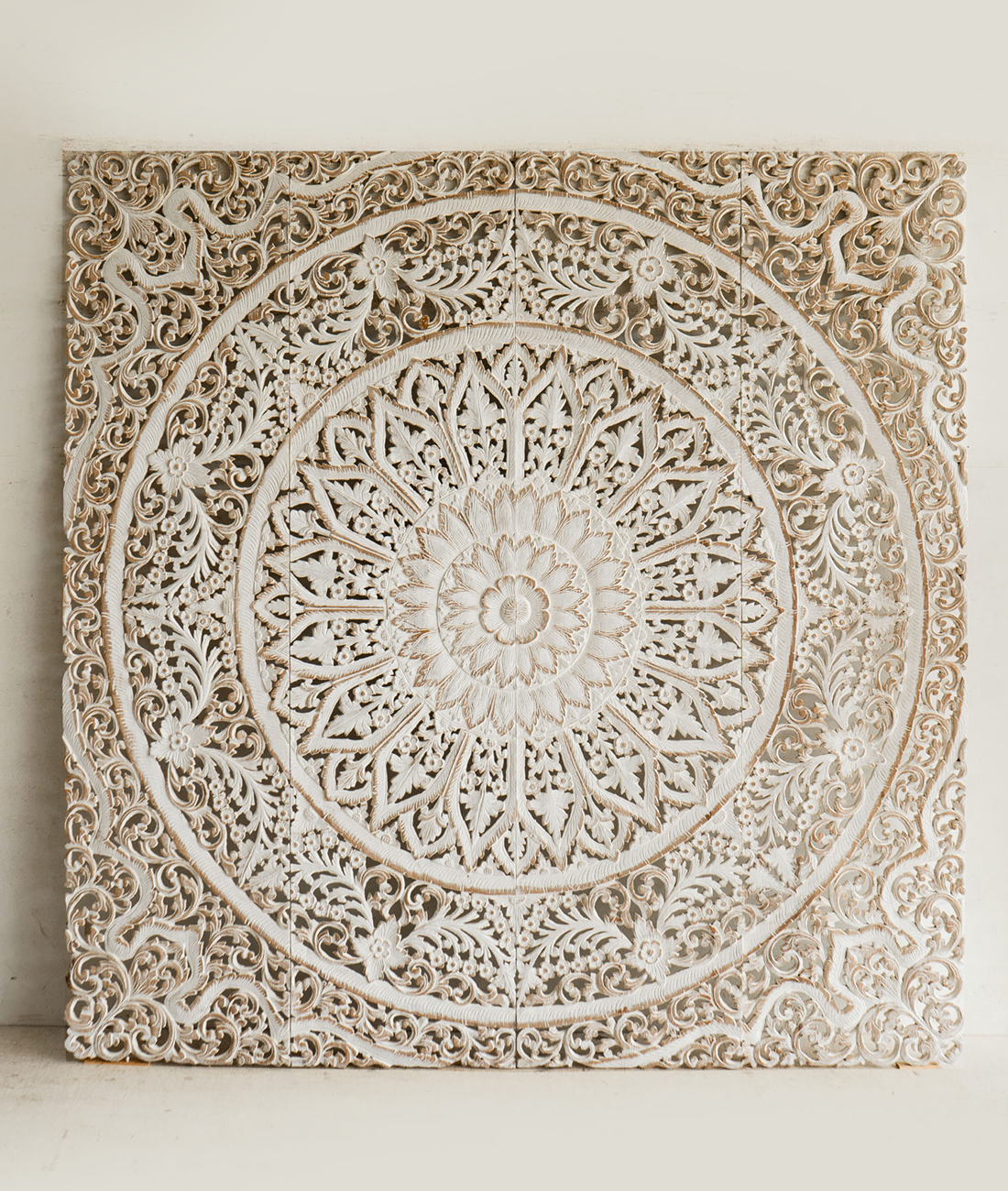 Distressed White Headboard - Lakkadhaara