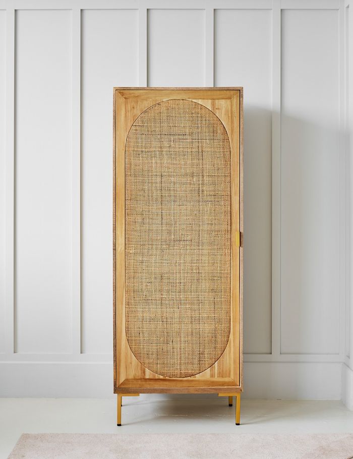Divi Ratten Divi Rattan Webbed Cupboard - Tall Mango Wood Rattan Cupboard India ...