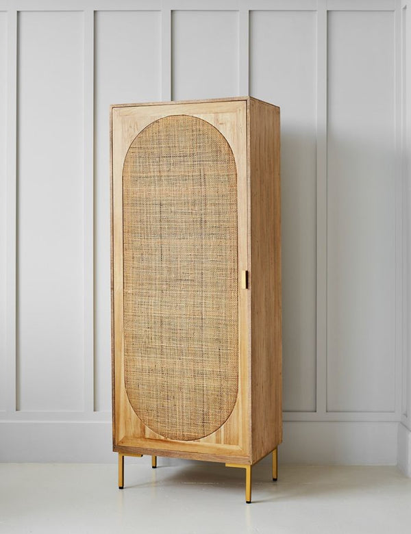 Divi Rattan Webbed Cupboard - Tall Mango Wood Rattan Cupboard India ...