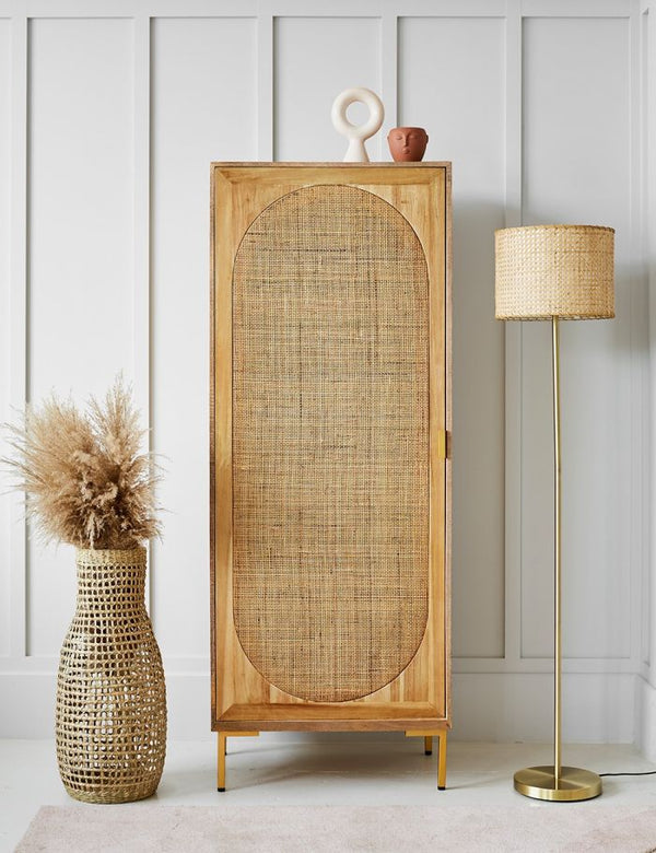 Divi Rattan Webbed Cupboard - Tall Mango Wood Rattan Cupboard India ...