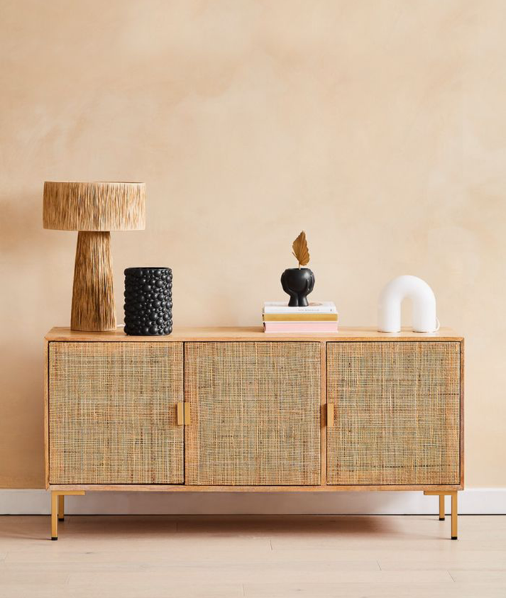 Divi Ratten Divi Rattan Webbed Large Sideboard - Mango Wood Rattan Sideboard India ...