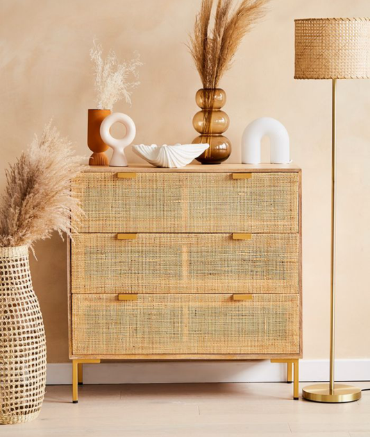 Divi Rattan Webbed Small Chest Of Drawers - Lakkadhaara