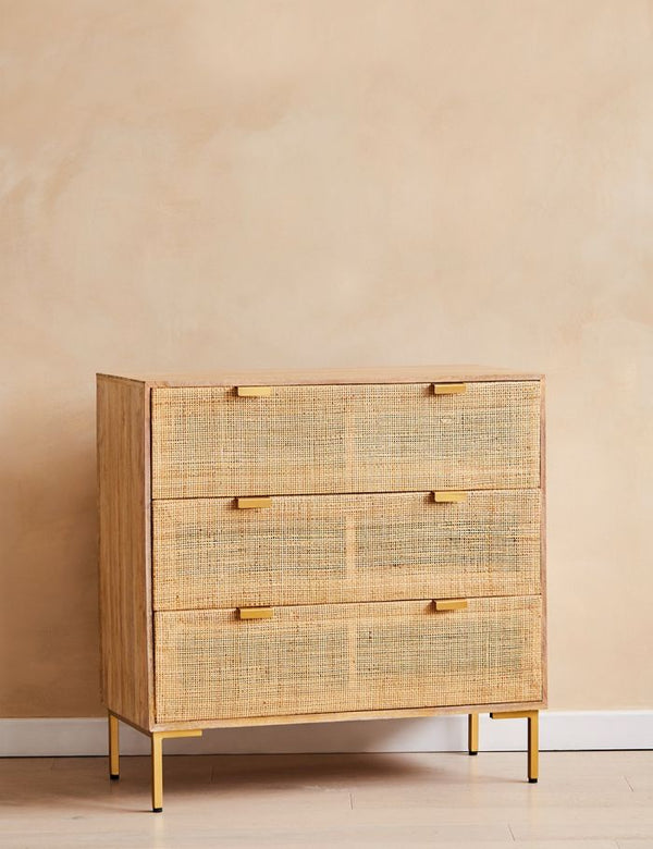 Divi Rattan Webbed Small Chest Of Drawers - Mango Wood Chest India ...