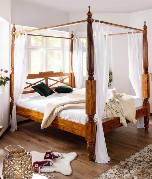 Eros Solid Wood Poster Bed - Lakkadhaara