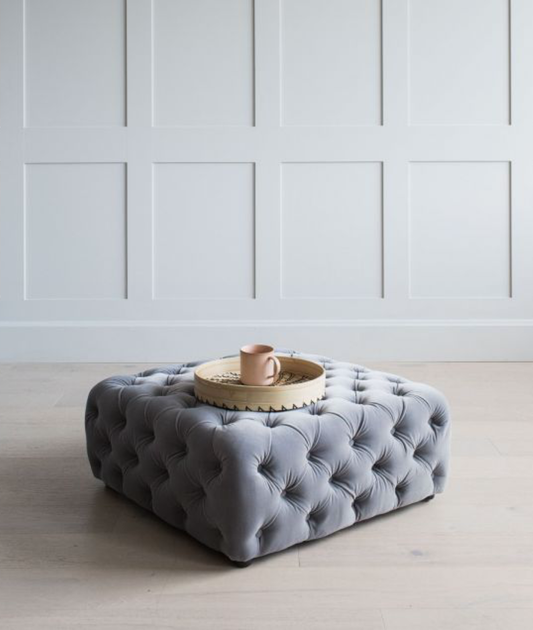 Essex Buttoned Pouffe cum Center Table - Lakkadhaara