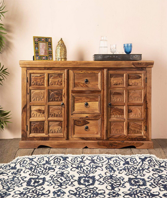 Gajraj Three Drawer Sideboard - Lakkadhaara