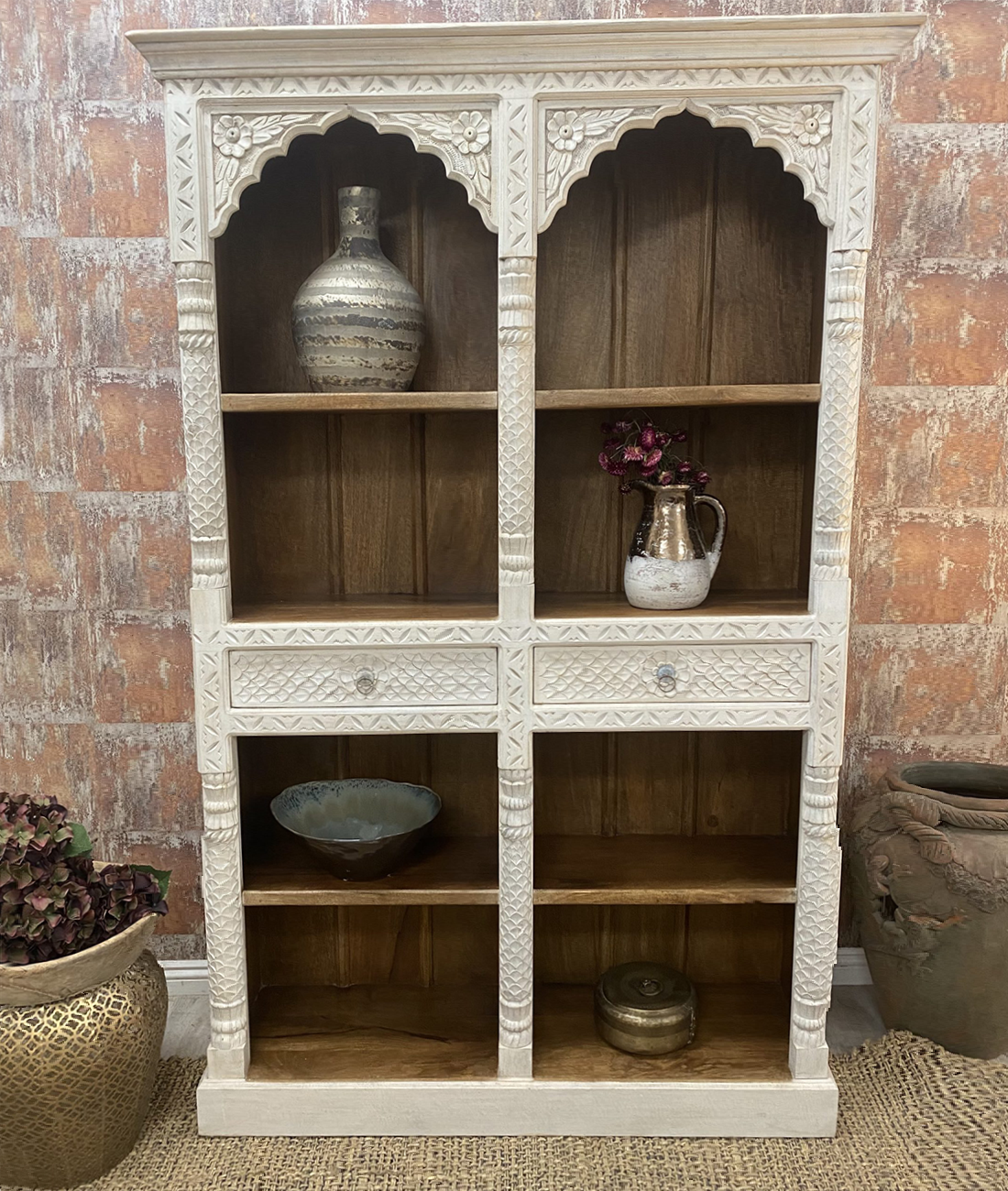 Mayra Carved Solid Wood Bookcase