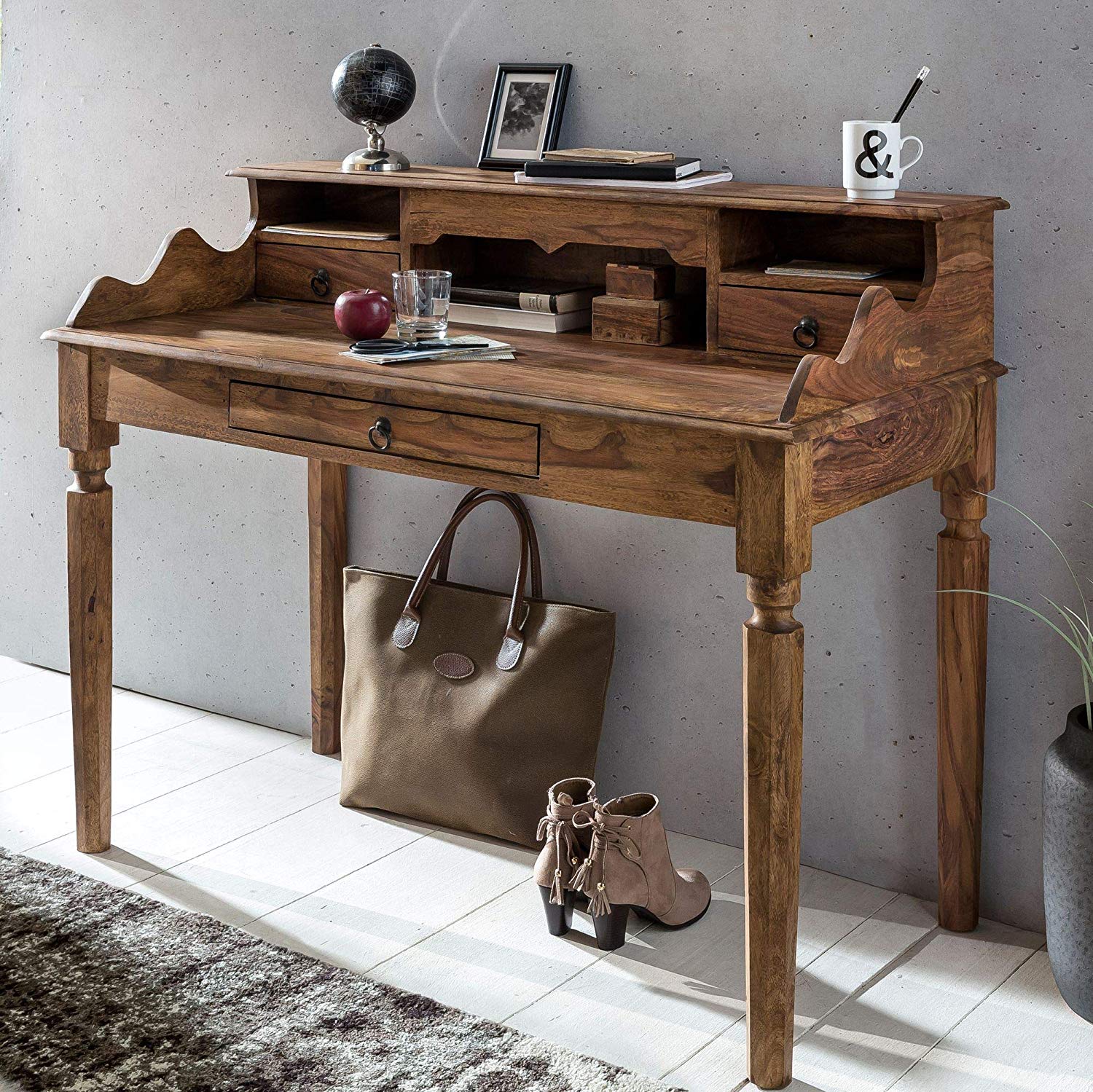 Jaipur Solid Wood Study Table With Three Drawers - Lakkadhaara