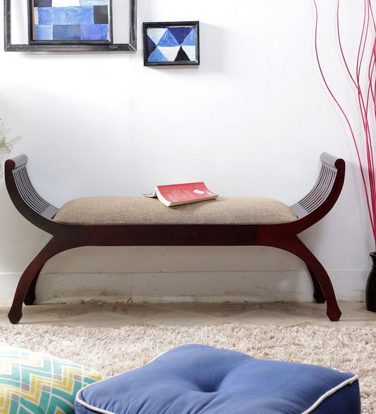 Lotus Shaped Rajasthani Crafted Wooden Two Seater Bench - Lakkadhaara