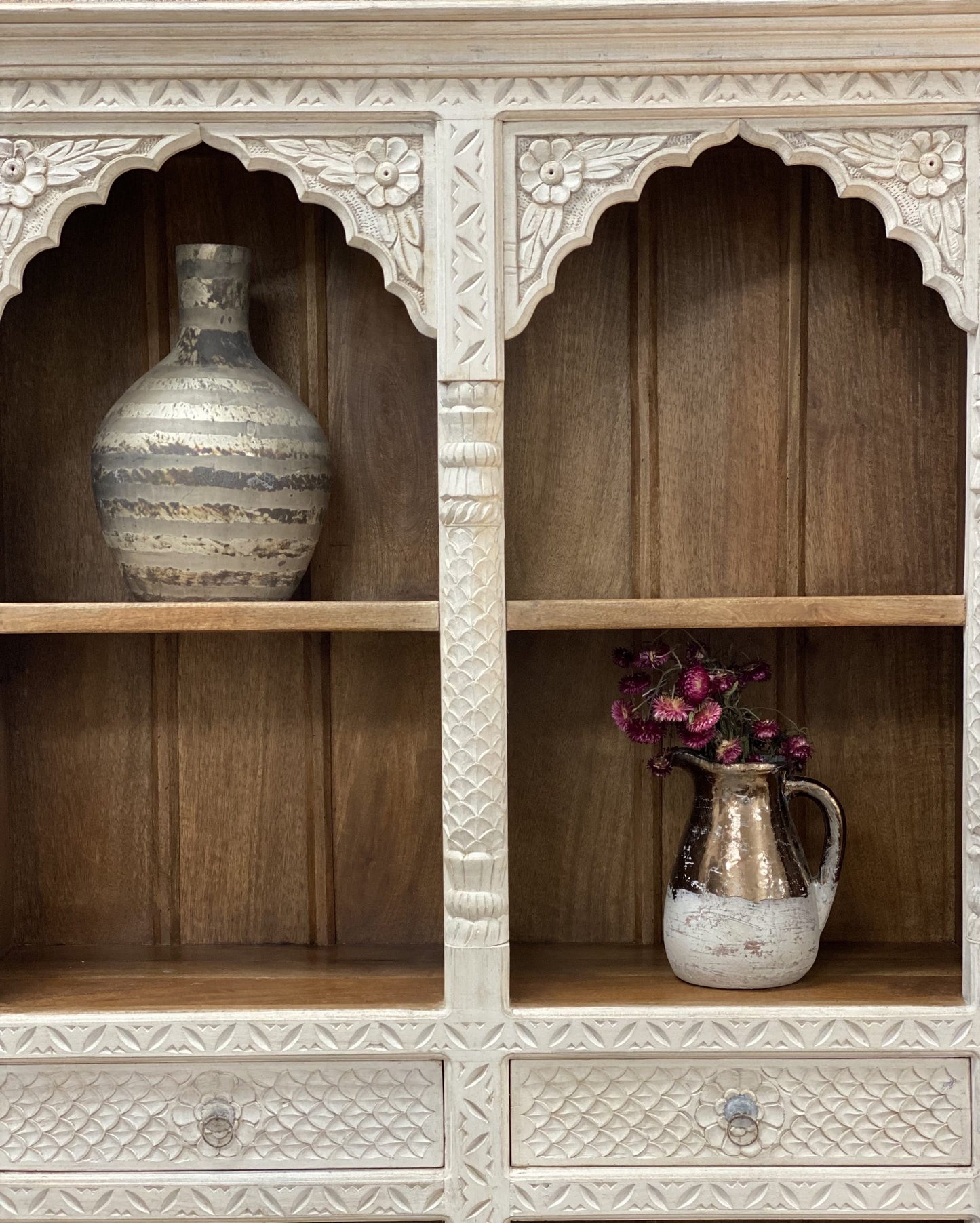 Mayra Carved Solid Wood Bookcase - Lakkadhaara