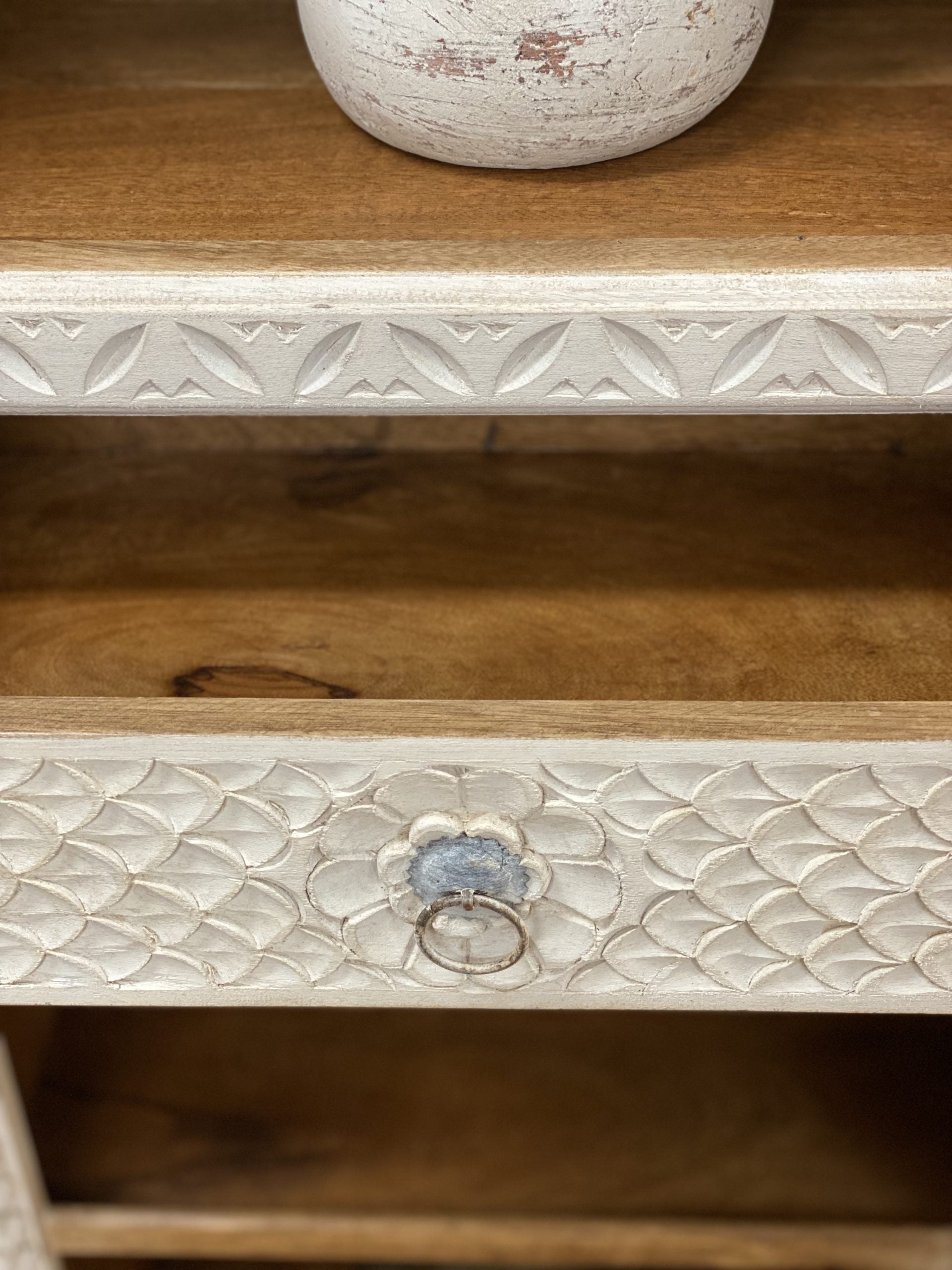 Mayra Carved Solid Wood Bookcase - Lakkadhaara