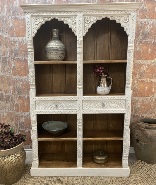 Mayra Carved Solid Wood Bookcase - Lakkadhaara