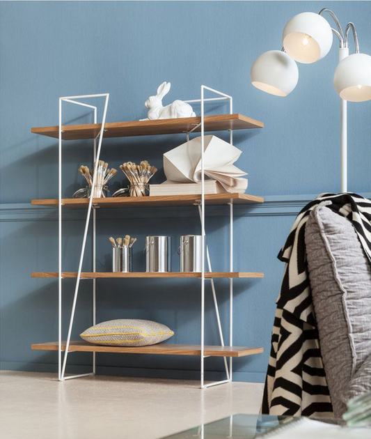 Open Bookcase With 4 Wooden Shelves & Iron Frame - Lakkadhaara
