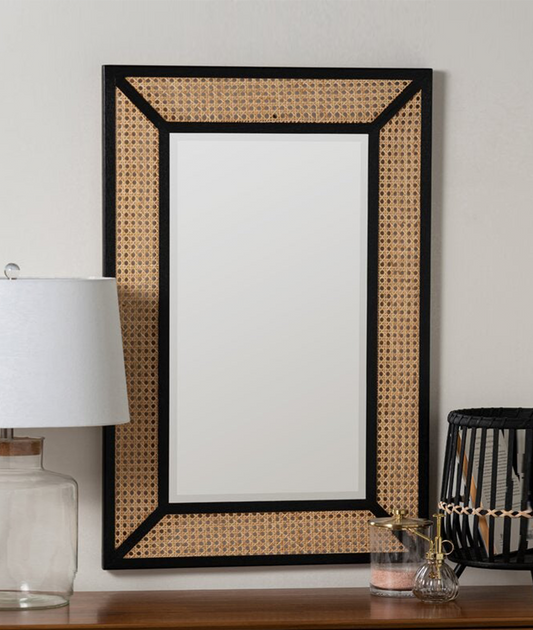 Rattan Mirror in Solid Wood - Lakkadhaara