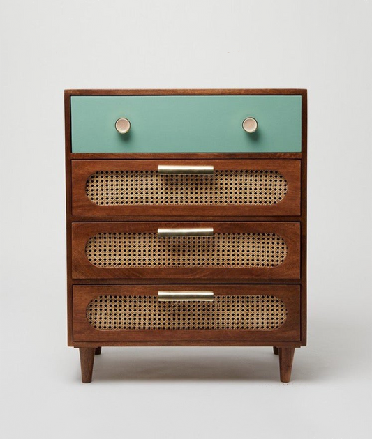 Rattan Solid Wood Small Chest of Drawer - Lakkadhaara