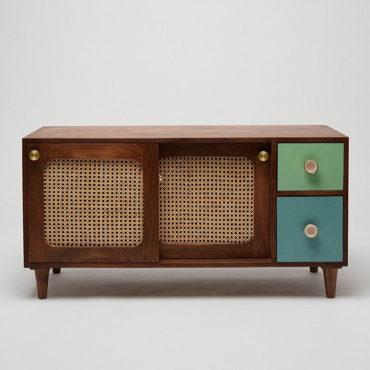 Rattan Solid Wood TV Cabinet - Lakkadhaara