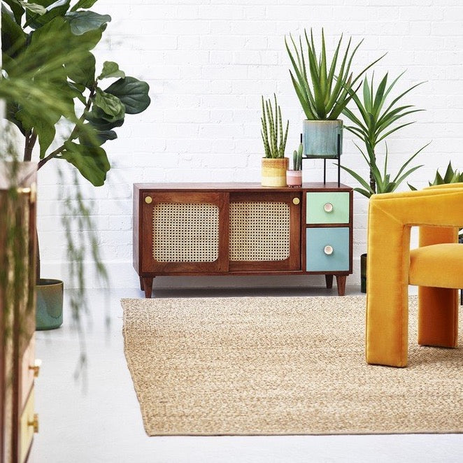 Rattan Solid Wood TV Cabinet - Lakkadhaara
