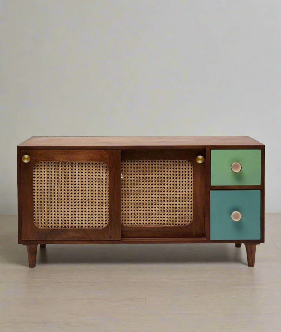 Rattan Solid Wood TV Cabinet - Lakkadhaara