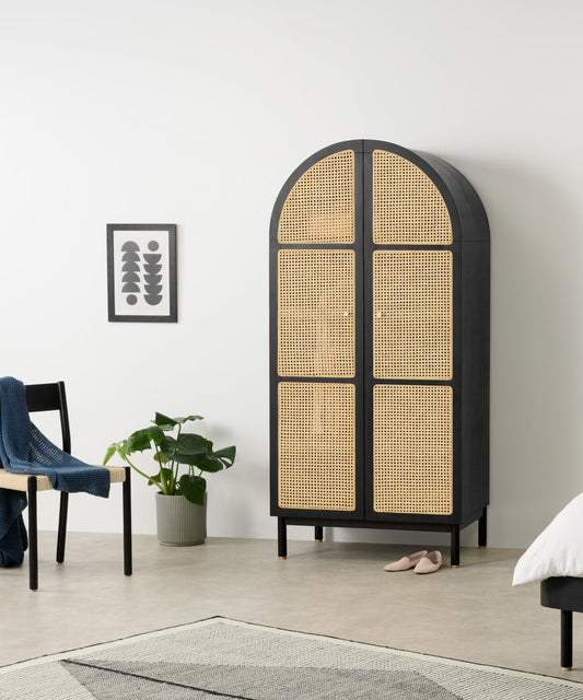 Raven Rattan Solid Wood Wardrobe - Lakkadhaara