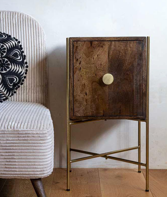 Retro Mango Wood Bedside Table - Lakkadhaara