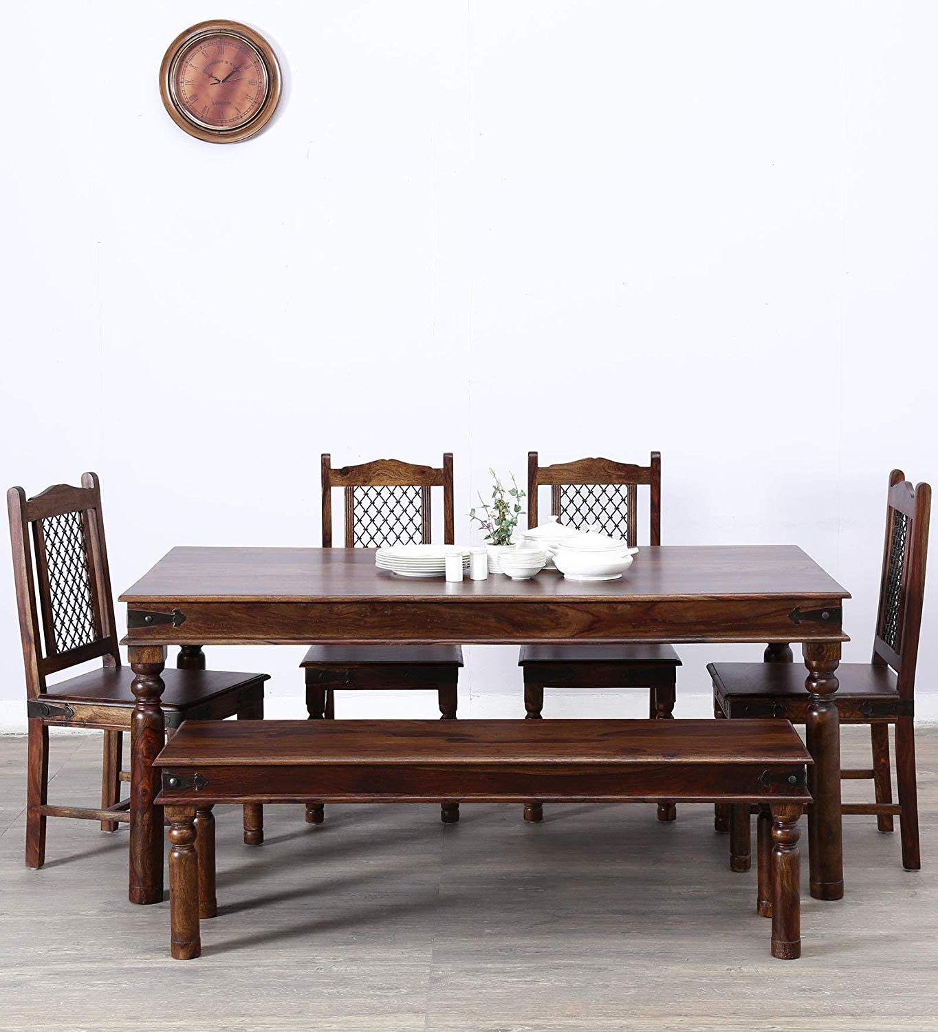 6 seater dining table solid 2025 wood
