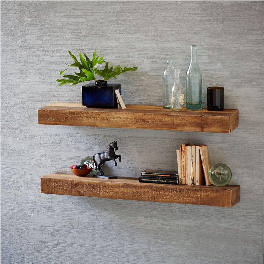 Solid Wood Wall Rack Set Of Two With Distress Finish - Lakkadhaara